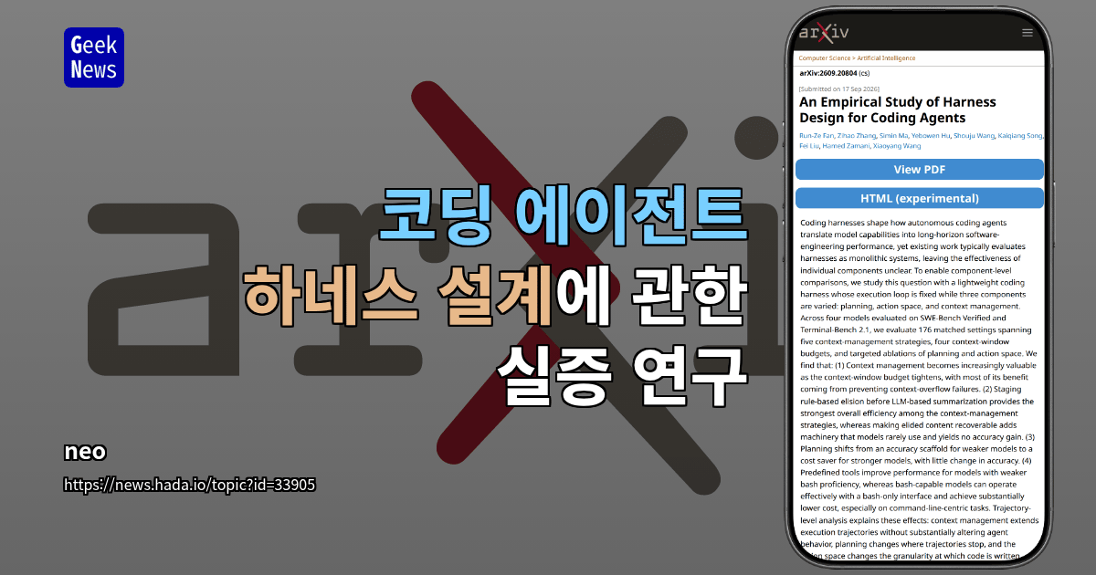 코딩 에이전트 하네스, 성능 결정 요인 실증 분석