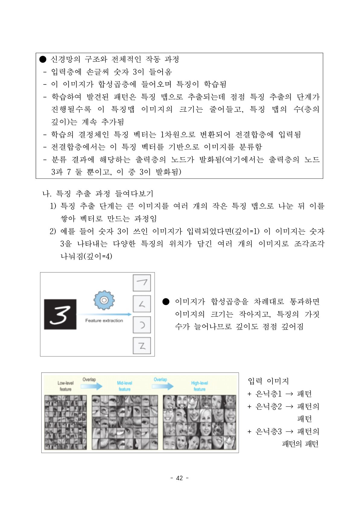본문 42쪽 — 신경망의 특징 추출 과정