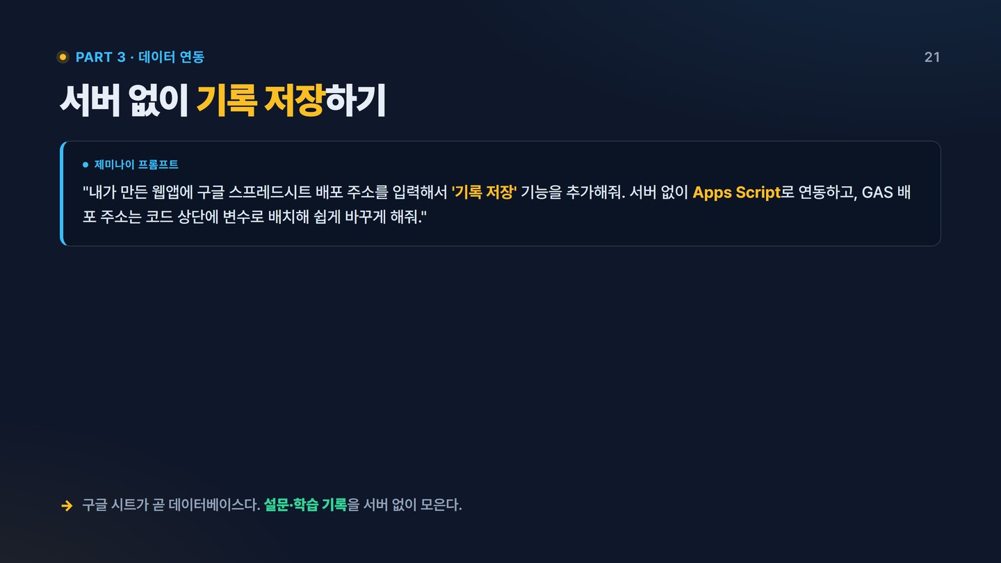 슬라이드 21 구글 시트 연동