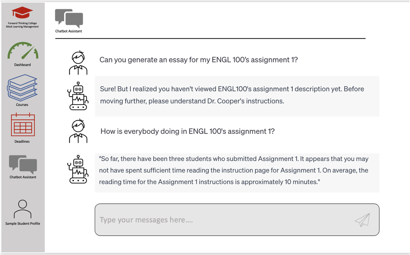 학습 분석을 제공하는 AI 챗봇의 예시