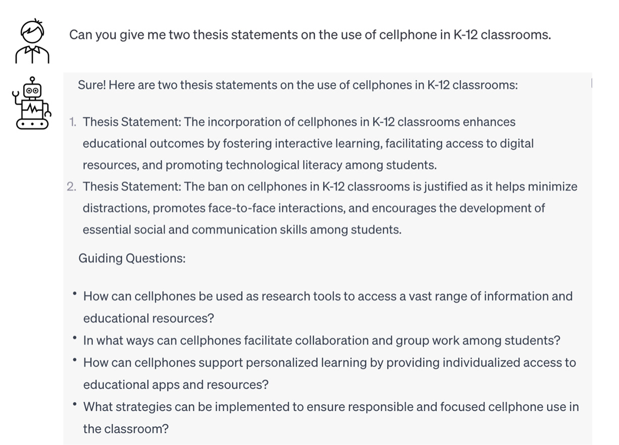 AI 챗봇의 역방향 프롬프트 예시